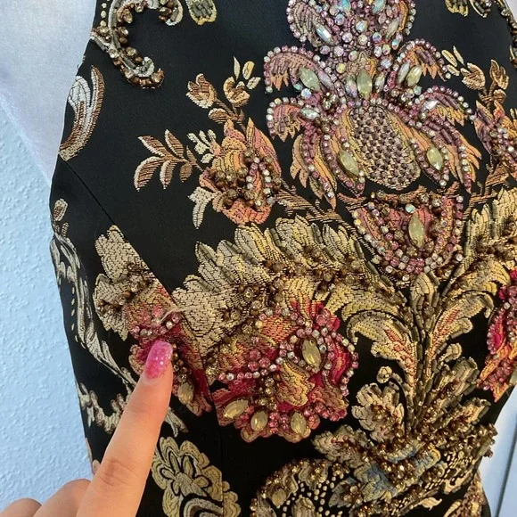 Jovani 48394 Metallic Floral Beaded Gown Size 6 Multi Color - Picture 14 of 15